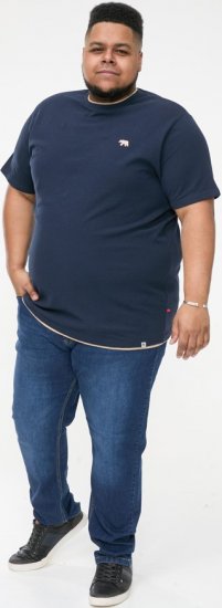 D555 SANDFORD Double Layer On Neck Ribs And Hem Waffle Textured T-Shirt Navy - Marškinėliai - Marškinėliai - 2XL-14XL