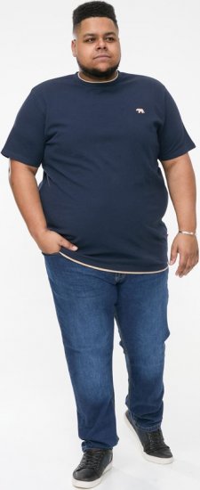 D555 SANDFORD Double Layer On Neck Ribs And Hem Waffle Textured T-Shirt Navy - Marškinėliai - Marškinėliai - 2XL-14XL