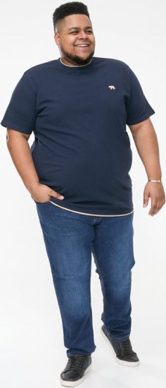 D555 SANDFORD Double Layer On Neck Ribs And Hem Waffle Textured T-Shirt Navy - Marškinėliai - Marškinėliai - 2XL-14XL