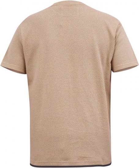 D555 SANDFORD Double Layer On Neck Ribs And Hem Waffle Textured T-Shirt Beige - Marškinėliai - Marškinėliai - 2XL-14XL