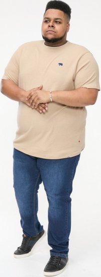 D555 SANDFORD Double Layer On Neck Ribs And Hem Waffle Textured T-Shirt Beige - Marškinėliai - Marškinėliai - 2XL-14XL