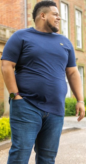 D555 ORSTON Reno Fabric Crew Neck T-Shirt With Chest Embroidery Blue Reno - Marškinėliai - Marškinėliai - 2XL-14XL