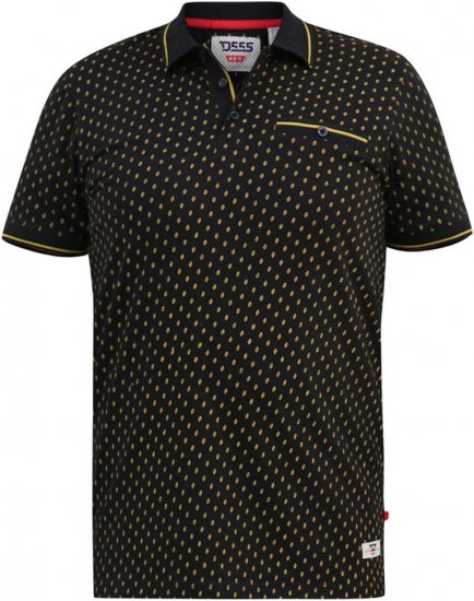 D555 RAUL AOP Jersey Polo With Jacquard Collar, Ribs And Chest Pocket Black - Polo marškinėliai - Polo marškinėliai - 2XL-8XL