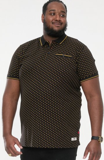 D555 RAUL AOP Jersey Polo With Jacquard Collar, Ribs And Chest Pocket Black - Polo marškinėliai - Polo marškinėliai - 2XL-8XL
