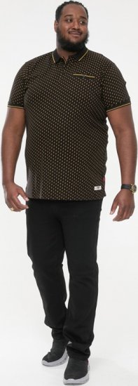 D555 RAUL AOP Jersey Polo With Jacquard Collar, Ribs And Chest Pocket Black - Polo marškinėliai - Polo marškinėliai - 2XL-8XL