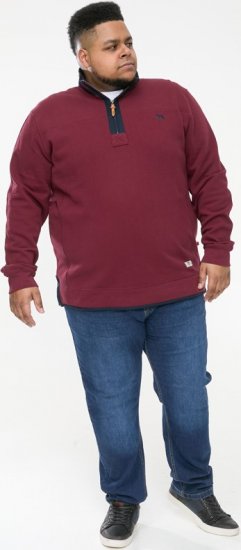 D555 HIRALDO Quarter Neck Pique Fleece Sweatshirt With Chest Embroidery Red - Megztiniai ir džemperiai - Megztiniai ir Džemperiai - 2XL-14XL