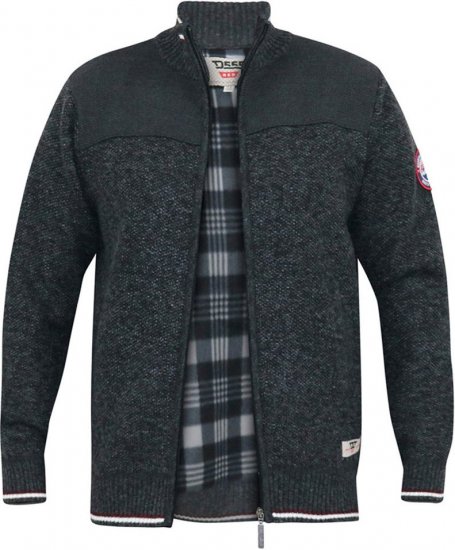D555 ABERDARE Knitted Zip Through Sweater With Bonded Check Lining Charcoal Marl - Megztiniai ir džemperiai - Megztiniai ir Džemperiai - 2XL-14XL