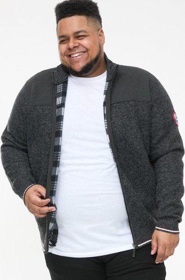 D555 ABERDARE Knitted Zip Through Sweater With Bonded Check Lining Charcoal Marl - Megztiniai ir džemperiai - Megztiniai ir Džemperiai - 2XL-14XL