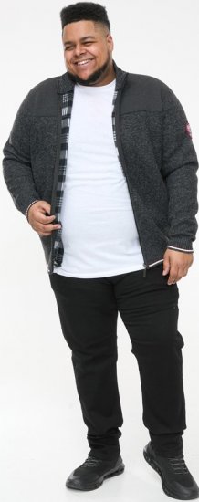 D555 ABERDARE Knitted Zip Through Sweater With Bonded Check Lining Charcoal Marl - Megztiniai ir džemperiai - Megztiniai ir Džemperiai - 2XL-14XL
