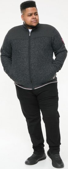 D555 ABERDARE Knitted Zip Through Sweater With Bonded Check Lining Charcoal Marl - Megztiniai ir džemperiai - Megztiniai ir Džemperiai - 2XL-14XL