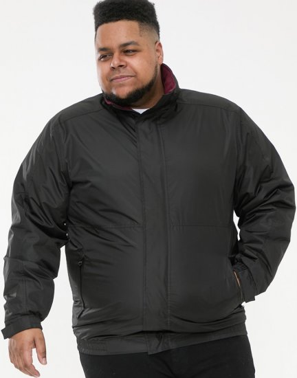 D555 Rudy Showerproof Fleece Lined Jacket With Packaway Hood - Black - Didelės vyriškos striukės - Didelės vyriškos striukės