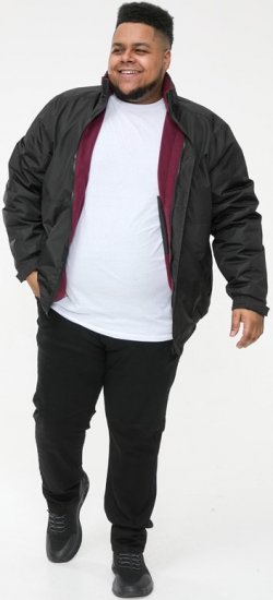 D555 Rudy Showerproof Fleece Lined Jacket With Packaway Hood - Black - Didelės vyriškos striukės - Didelės vyriškos striukės