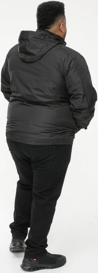 D555 Rudy Showerproof Fleece Lined Jacket With Packaway Hood - Black - Didelės vyriškos striukės - Didelės vyriškos striukės