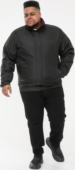 D555 Rudy Showerproof Fleece Lined Jacket With Packaway Hood - Black - Didelės vyriškos striukės - Didelės vyriškos striukės