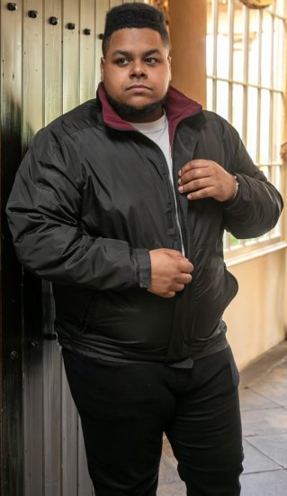 D555 Rudy Showerproof Fleece Lined Jacket With Packaway Hood - Black - Didelės vyriškos striukės - Didelės vyriškos striukės