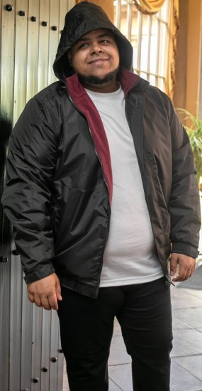 D555 Rudy Showerproof Fleece Lined Jacket With Packaway Hood - Black - Didelės vyriškos striukės - Didelės vyriškos striukės
