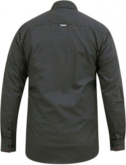 D555 KEATON Micro AOP Long Sleeve Shirt With Concealed Button Down Collar Grey - Marškiniai - Marškiniai - 2XL-8XL