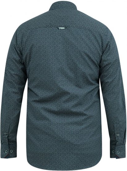 D555 MORGAN Micro AOP Long Sleeve Shirt With Concealed Button Down Collar Navy - Marškiniai - Marškiniai - 2XL-8XL