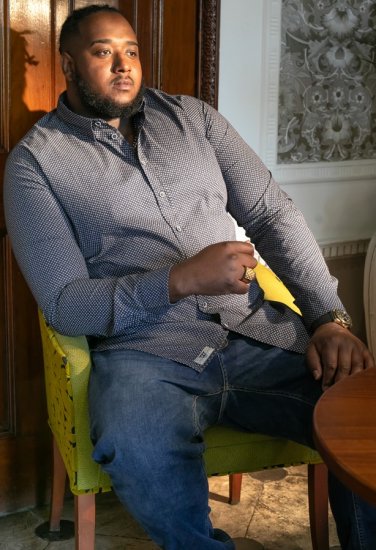 D555 MORGAN Micro AOP Long Sleeve Shirt With Concealed Button Down Collar Navy - Marškiniai - Marškiniai - 2XL-8XL