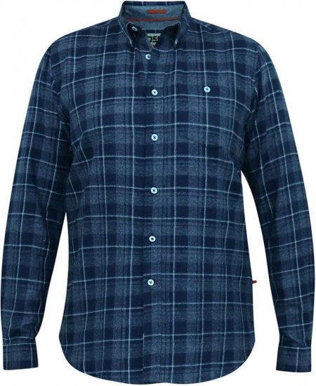 D555 SONNY Navy Check Long Sleeve Shirt With Chest Patch Pocket & Button Down Collar Navy Check - Marškiniai - Marškiniai - 2XL-8XL