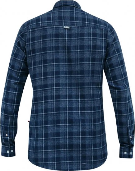 D555 SONNY Navy Check Long Sleeve Shirt With Chest Patch Pocket & Button Down Collar Navy Check - Marškiniai - Marškiniai - 2XL-8XL