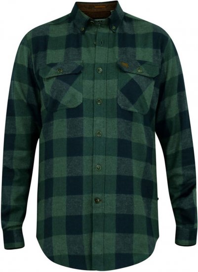 D555 GARFIELD Check Overshirt With Two Patch Pockets & Button Down Collar Navy - Marškiniai - Marškiniai - 2XL-8XL