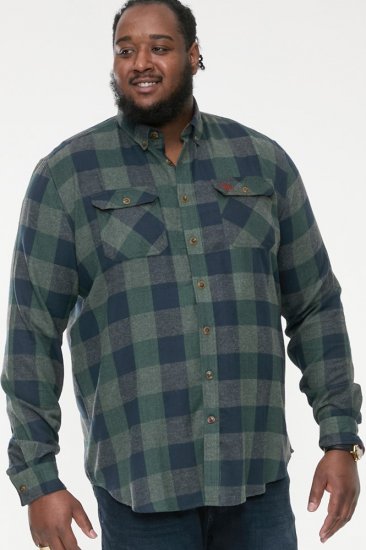 D555 GARFIELD Check Overshirt With Two Patch Pockets & Button Down Collar Navy - Marškiniai - Marškiniai - 2XL-8XL