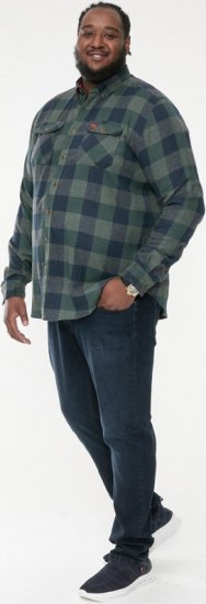 D555 GARFIELD Check Overshirt With Two Patch Pockets & Button Down Collar Navy - Marškiniai - Marškiniai - 2XL-8XL