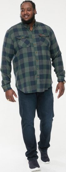 D555 GARFIELD Check Overshirt With Two Patch Pockets & Button Down Collar Navy - Marškiniai - Marškiniai - 2XL-8XL
