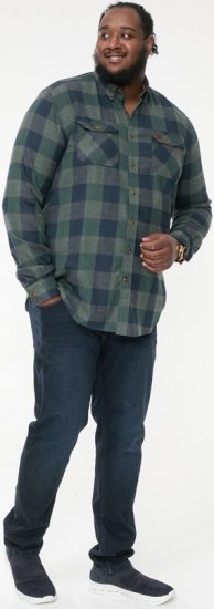 D555 GARFIELD Check Overshirt With Two Patch Pockets & Button Down Collar Navy - Marškiniai - Marškiniai - 2XL-8XL