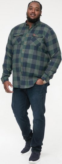 D555 GARFIELD Check Overshirt With Two Patch Pockets & Button Down Collar Navy - Marškiniai - Marškiniai - 2XL-8XL