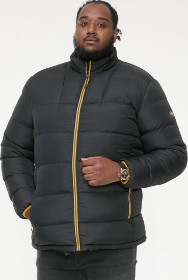 D555 CRISTIANO Puffer Jacket With Binding On Cuffs And Embroidery Badge On Sleeve Black - Didelės vyriškos striukės - Didelės vyriškos striukės