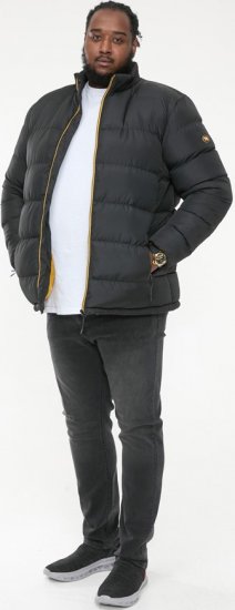 D555 CRISTIANO Puffer Jacket With Binding On Cuffs And Embroidery Badge On Sleeve Black - Didelės vyriškos striukės - Didelės vyriškos striukės