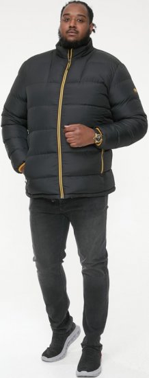 D555 CRISTIANO Puffer Jacket With Binding On Cuffs And Embroidery Badge On Sleeve Black - Didelės vyriškos striukės - Didelės vyriškos striukės