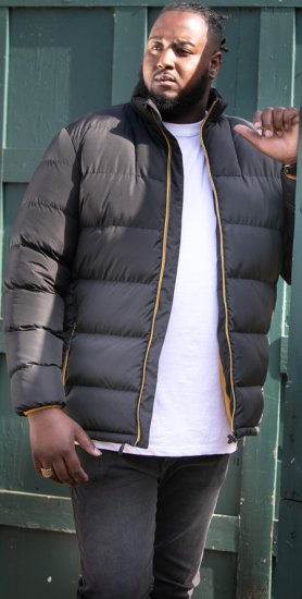 D555 CRISTIANO Puffer Jacket With Binding On Cuffs And Embroidery Badge On Sleeve Black - Didelės vyriškos striukės - Didelės vyriškos striukės