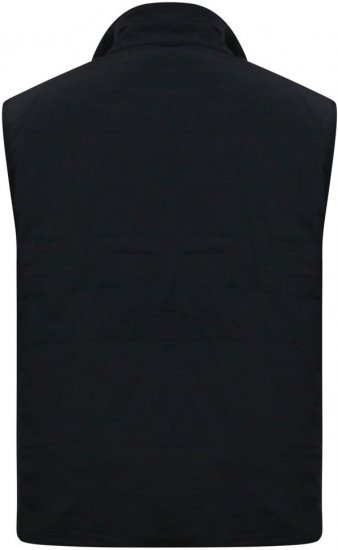 D555 FELIPE Zip Through Padded Gilet With Contrast Colour Lining And Rubber Badge Black - Didelės vyriškos striukės - Didelės vyriškos striukės