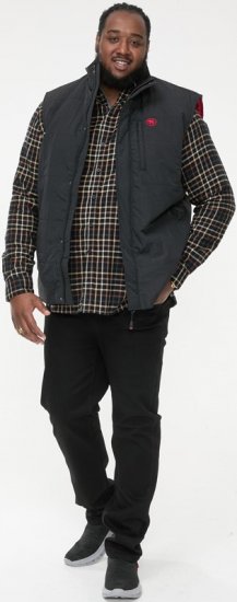 D555 FELIPE Zip Through Padded Gilet With Contrast Colour Lining And Rubber Badge Black - Didelės vyriškos striukės - Didelės vyriškos striukės