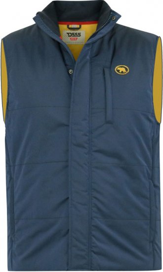 D555 FELIPE Zip Through Padded Gilet With Contrast Colour Lining And Rubber Badge Navy - Didelės vyriškos striukės - Didelės vyriškos striukės