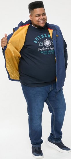 D555 FELIPE Zip Through Padded Gilet With Contrast Colour Lining And Rubber Badge Navy - Didelės vyriškos striukės - Didelės vyriškos striukės