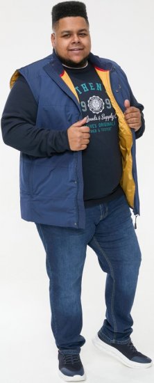D555 FELIPE Zip Through Padded Gilet With Contrast Colour Lining And Rubber Badge Navy - Didelės vyriškos striukės - Didelės vyriškos striukės