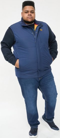 D555 FELIPE Zip Through Padded Gilet With Contrast Colour Lining And Rubber Badge Navy - Didelės vyriškos striukės - Didelės vyriškos striukės