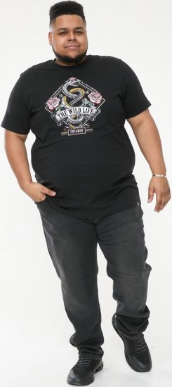 D555 MALCOM Snake And Roses Printed Crew Neck T-Shirt Black - Marškinėliai - Marškinėliai - 2XL-14XL