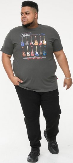 D555 JAIDEN Legends Guitar Printed Crew Neck T-Shirt Khaki - Marškinėliai - Marškinėliai - 2XL-14XL