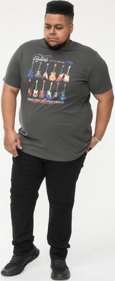 D555 JAIDEN Legends Guitar Printed Crew Neck T-Shirt Khaki - Marškinėliai - Marškinėliai - 2XL-14XL