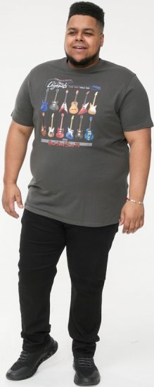 D555 JAIDEN Legends Guitar Printed Crew Neck T-Shirt Khaki - Marškinėliai - Marškinėliai - 2XL-14XL