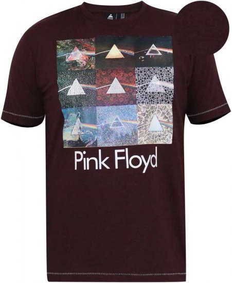 D555 DIVISION Official Pink Floyd Printed T-Shirt Burgundy - Marškinėliai - Marškinėliai - 2XL-14XL