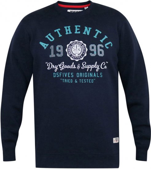 D555 KEYWORTH Authentic Printed Crew Neck Sweatshirt Navy - Megztiniai ir džemperiai - Megztiniai ir Džemperiai - 2XL-14XL