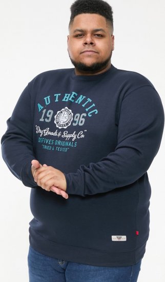 D555 KEYWORTH Authentic Printed Crew Neck Sweatshirt Navy - Megztiniai ir džemperiai - Megztiniai ir Džemperiai - 2XL-14XL