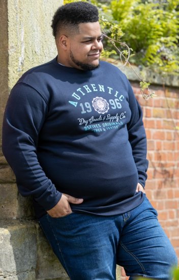 D555 KEYWORTH Authentic Printed Crew Neck Sweatshirt Navy - Megztiniai ir džemperiai - Megztiniai ir Džemperiai - 2XL-14XL