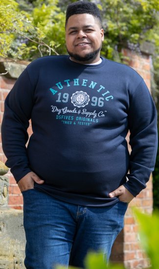 D555 KEYWORTH Authentic Printed Crew Neck Sweatshirt Navy - Megztiniai ir džemperiai - Megztiniai ir Džemperiai - 2XL-14XL
